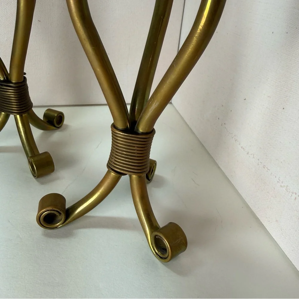 Set of 2 Elegant Brass Metal Stands or Object Holders MCM Pre-owned